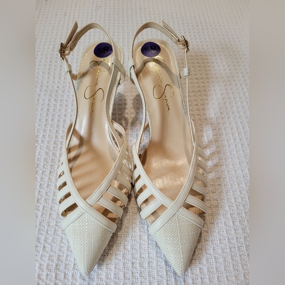Jessica Simpson Elegant Cream Strappy Heels - Picture 1 of 7